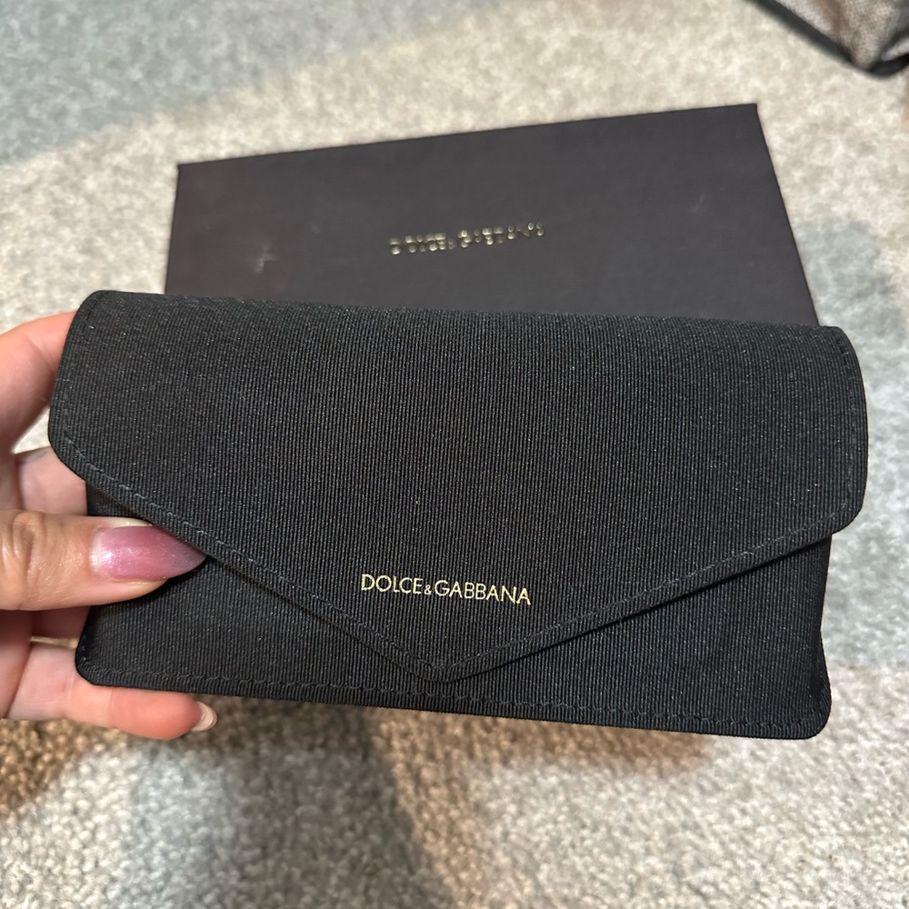 Dolce & Gabbana Black Envelope Clutch with Gold Logo